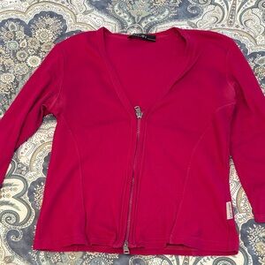 Marc Cain Fuchsia Zip-Front Long Sleeve Top